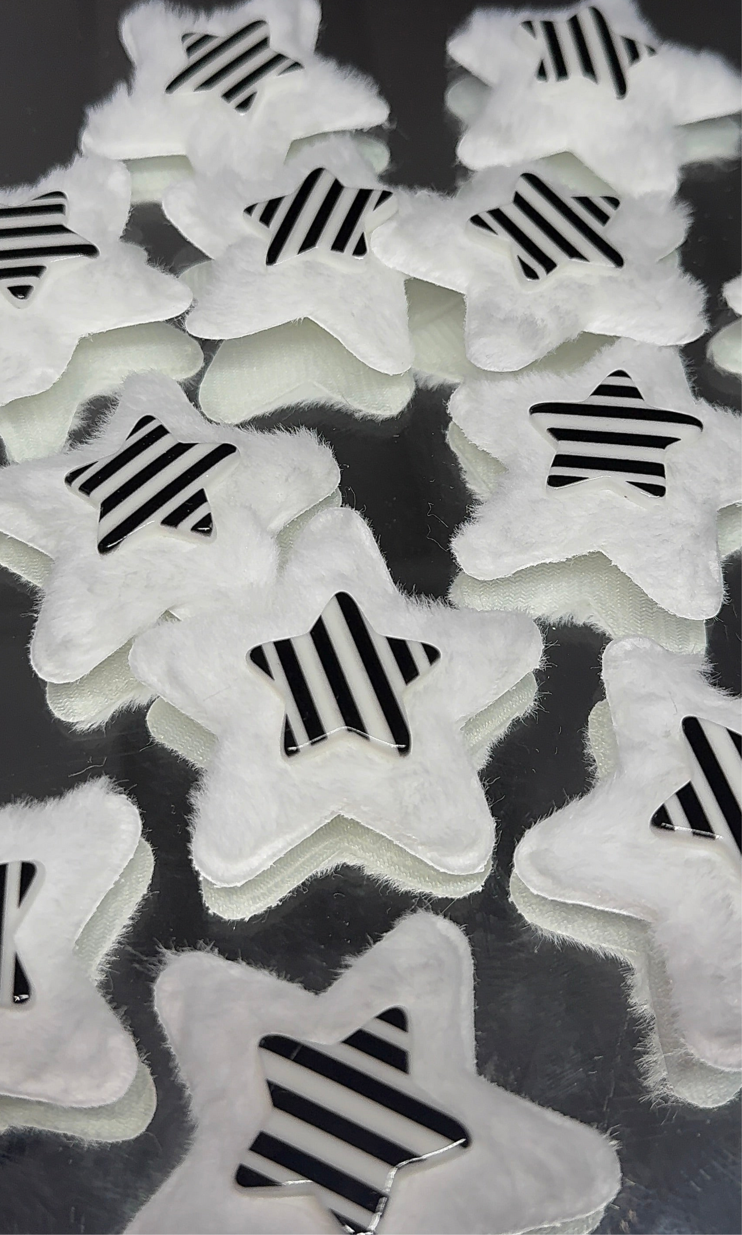 Fluffy Black & White Star Patch